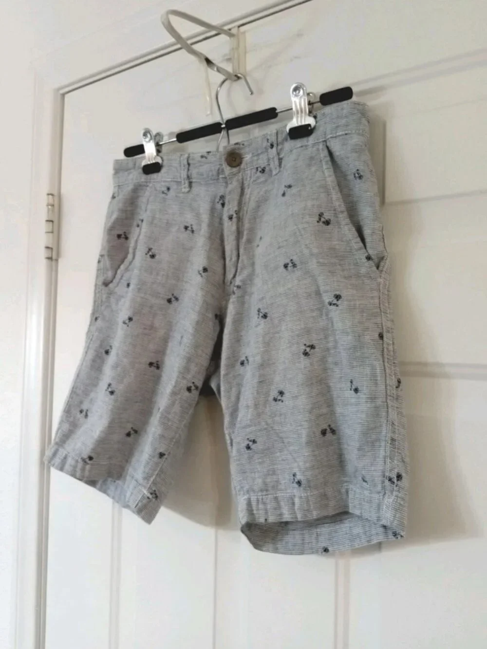 Point Zero Linen Blend Shorts Men's Size 30 Waist Gray Striped Chino Shorts